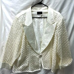 Ashton sheer embroidered lined satin trim blazer ladies sz 26w
